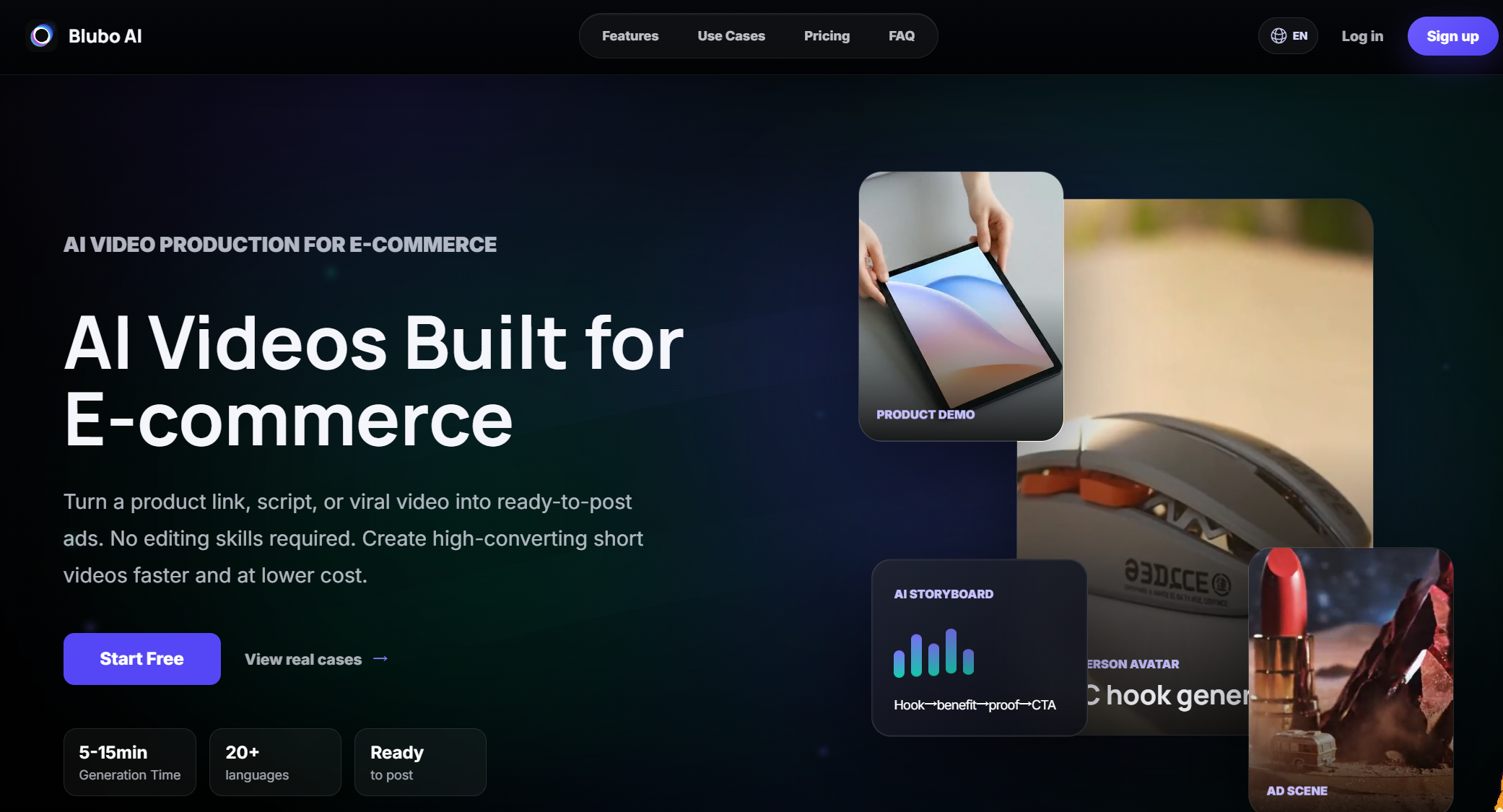 Blubo AI video production interface